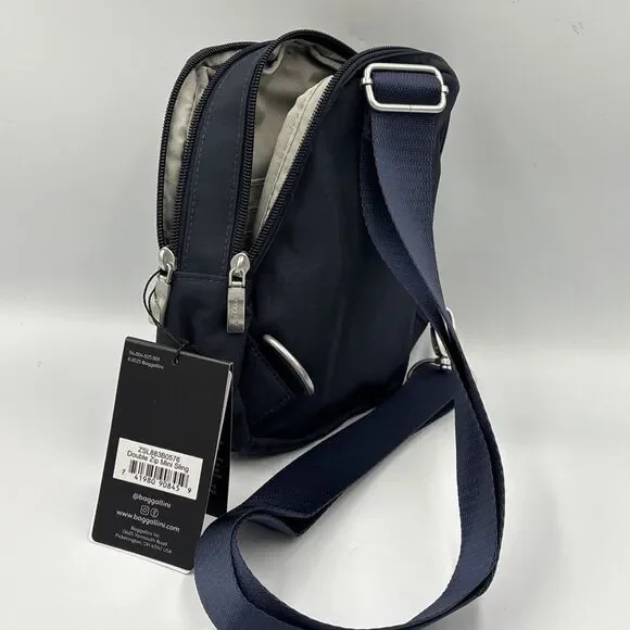 Baggallini Double Zip Mini Sling. Backpack Purse Bag Nylon Blue - Picture 2 of 9